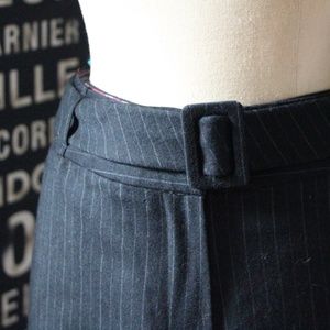 Talbots Classic Fit Belted Wool Pinstripe Trousers